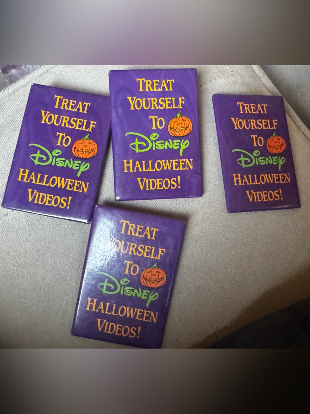 Disney vintage “treat yourself to Disney Halloween videos” promo pins